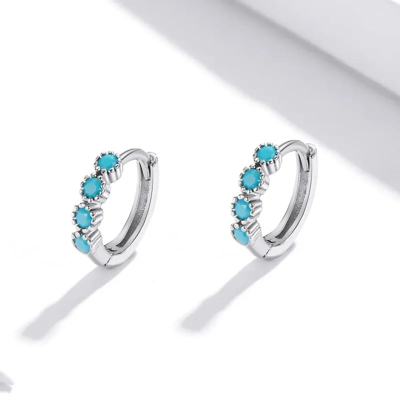 (image for) Pandora Style Silver Stylish Hoop Earrings - SCE1127 - View 3