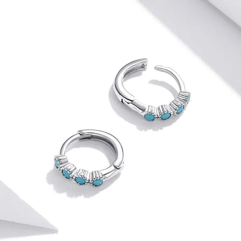 (image for) Pandora Style Silver Stylish Hoop Earrings - SCE1127 - View 4