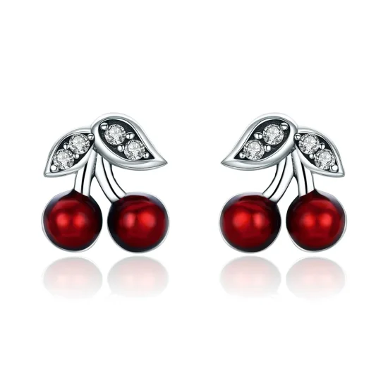 (image for) Pandora Style Silver Summer Cherry Stud Earrings - SCE404
