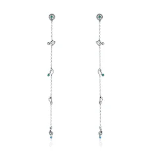(image for) Pandora Style Silver Swaying Notes Hanging Earrings - SCE202