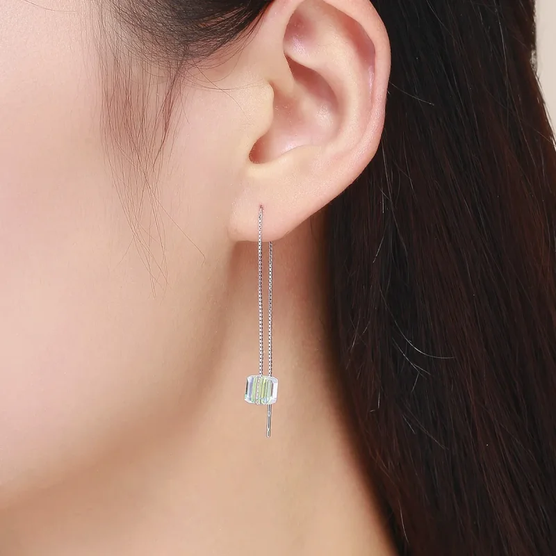 (image for) Pandora Style Silver Tears In The Ocean Depth Hanging Earrings - SCE501 - View 4