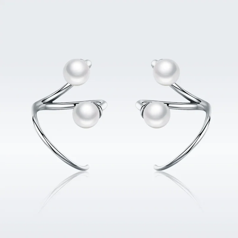 (image for) Pandora Style Silver Tender You Stud Earrings - SCE306 - View 3