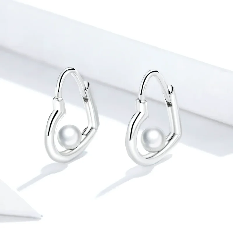 (image for) Pandora Style Silver The Heart of Treasure Hoop Earrings - SCE939 - View 2