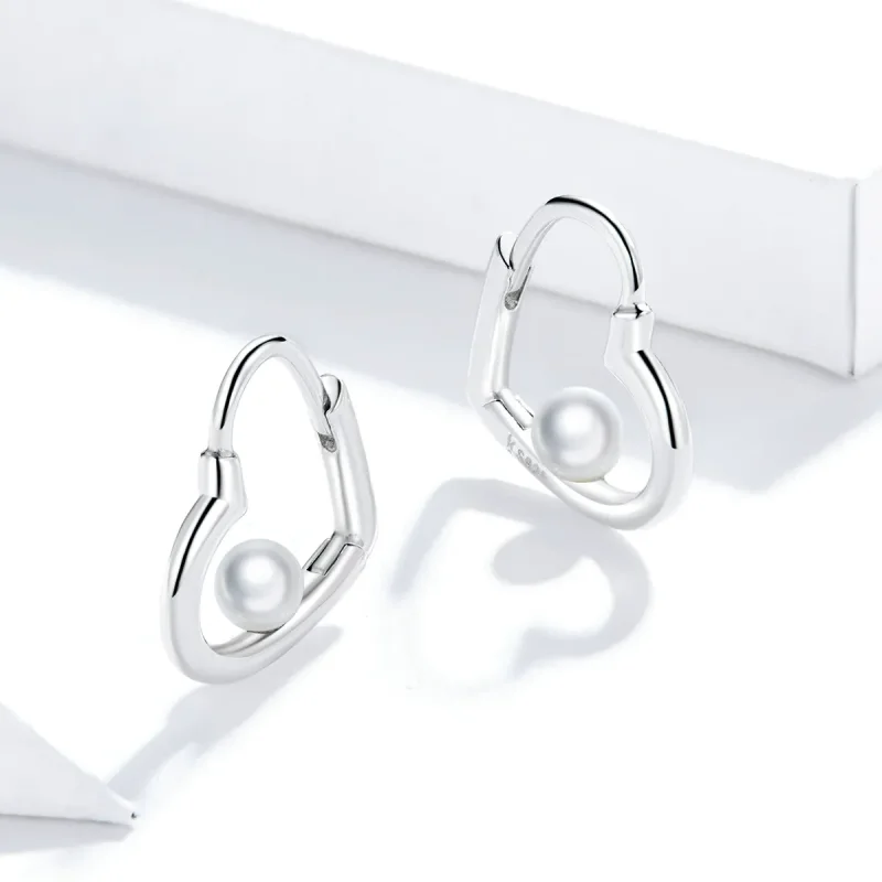 (image for) Pandora Style Silver The Heart of Treasure Hoop Earrings - SCE939 - View 3