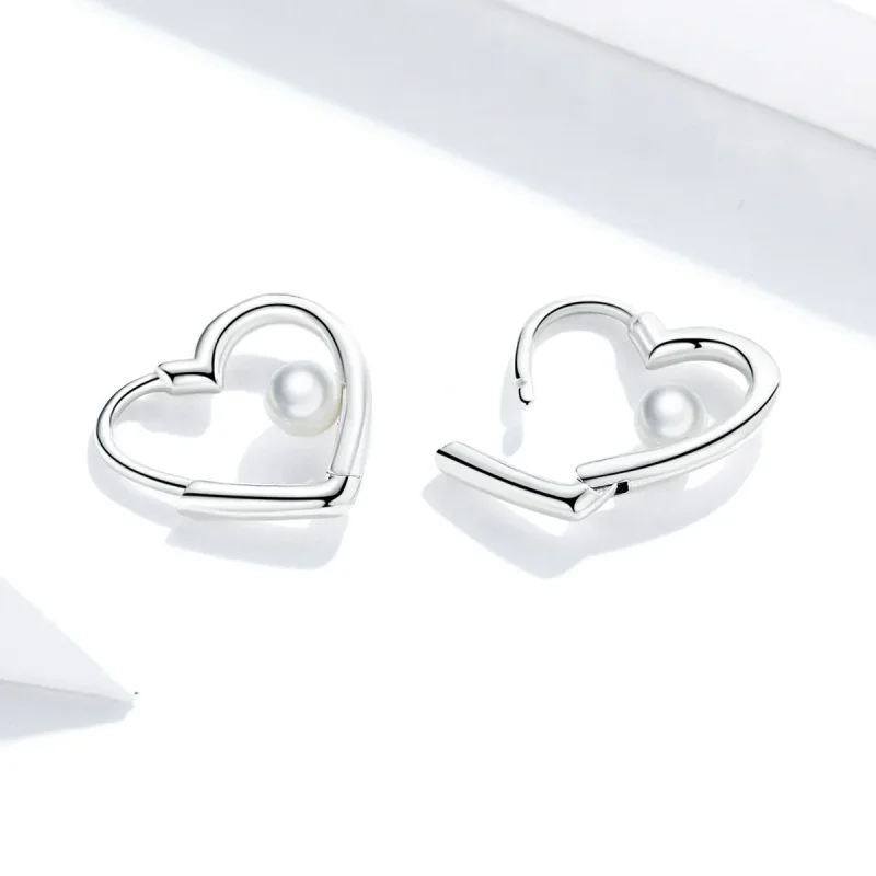 (image for) Pandora Style Silver The Heart of Treasure Hoop Earrings - SCE939 - View 4