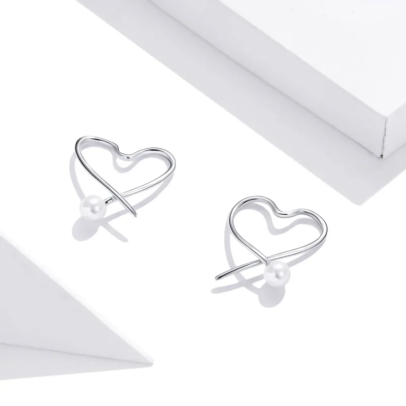 (image for) Pandora Style Silver The Heart of Treasure Hoop Earrings - SCE964 - View 2