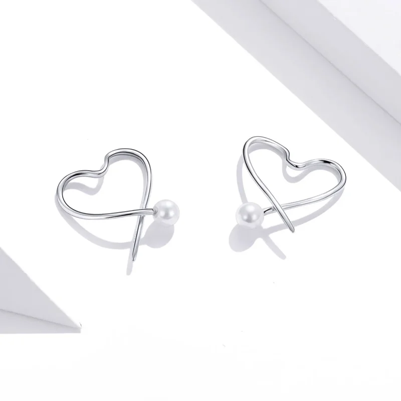 (image for) Pandora Style Silver The Heart of Treasure Hoop Earrings - SCE964 - View 3