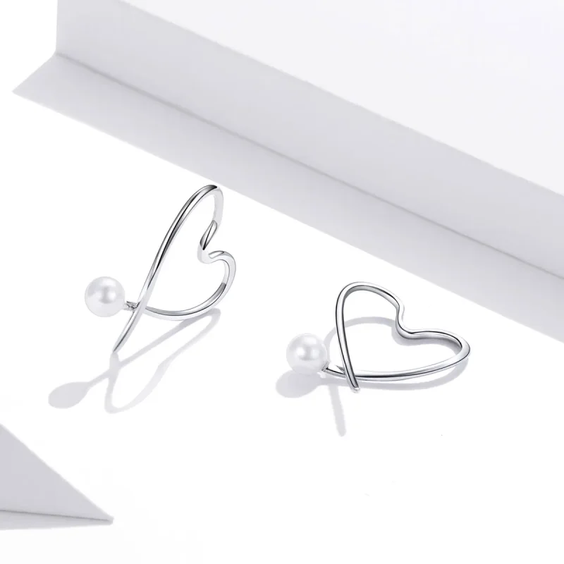 (image for) Pandora Style Silver The Heart of Treasure Hoop Earrings - SCE964 - View 4