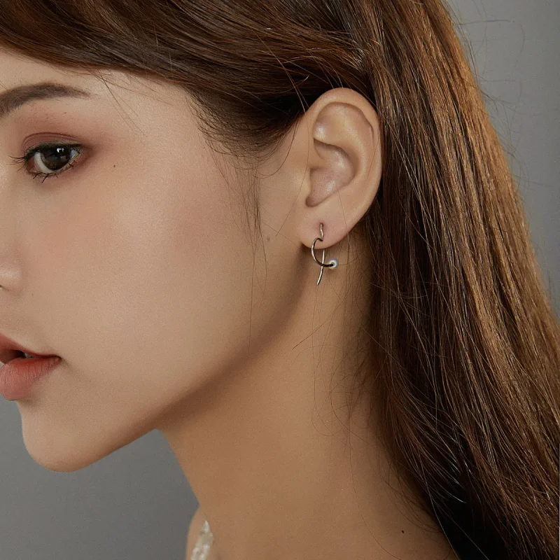 (image for) Pandora Style Silver The Heart of Treasure Hoop Earrings - SCE964 - View 7