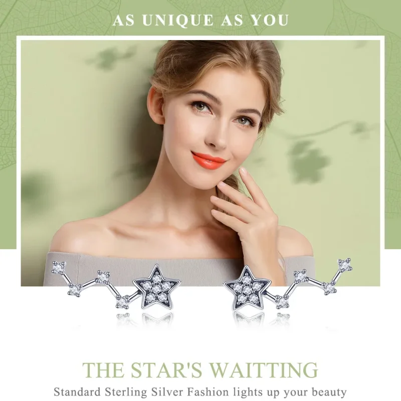 (image for) Pandora Style Silver The Waiting of The Stars Stud Earrings - SCE439 - View 6