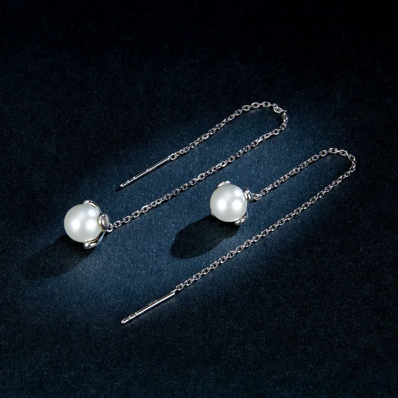 (image for) Pandora Style Silver Thread Pure Flowers Dangle Earrings - BSE373 - View 5