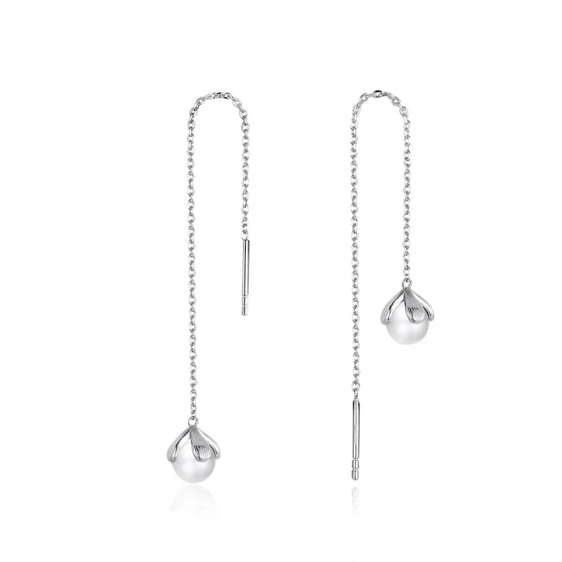 (image for) Pandora Style Silver Thread Pure Flowers Dangle Earrings - BSE373