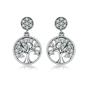 (image for) Pandora Style Silver Tree of Life Hanging Earrings - SCE067
