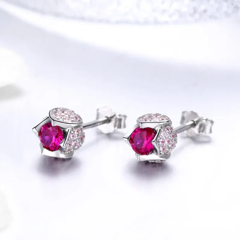 (image for) Pandora Style Silver Tulip Stud Earrings - BSE042 - View 2