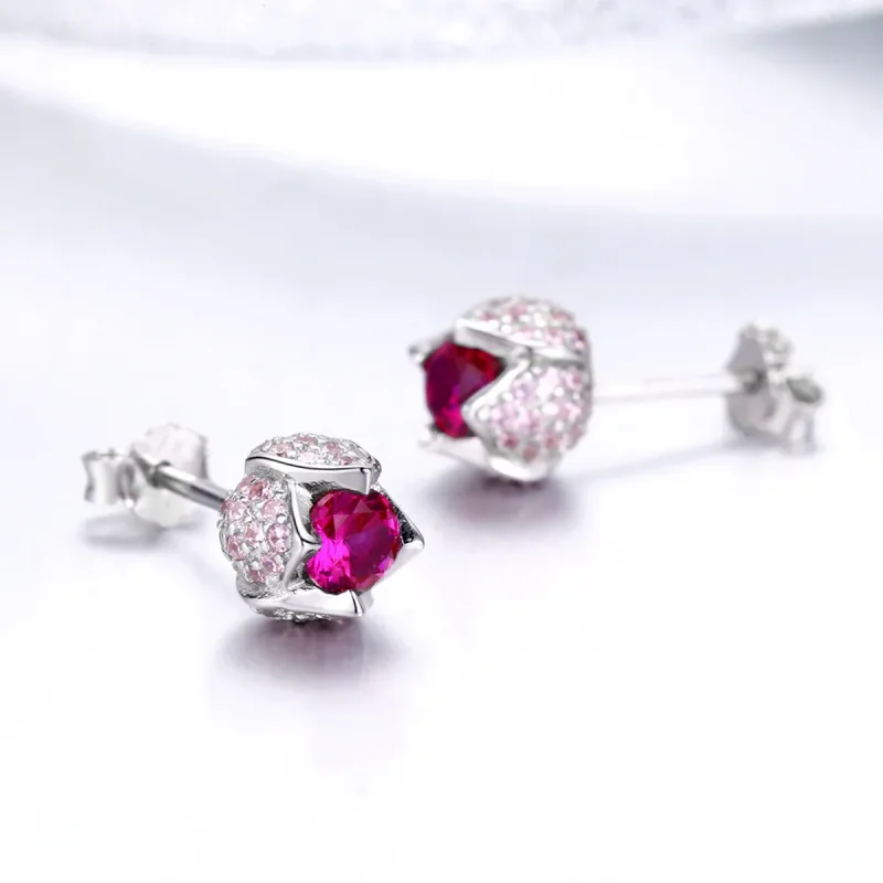(image for) Pandora Style Silver Tulip Stud Earrings - BSE042 - View 3