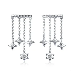 (image for) Pandora Style Silver Twinkling Night Hanging Earrings - SCE410