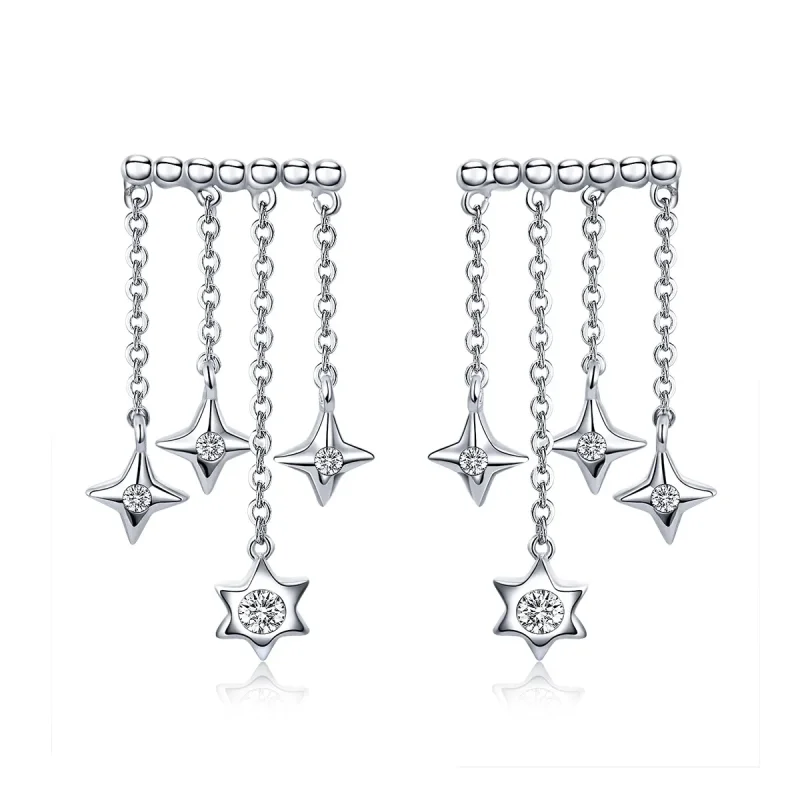 (image for) Pandora Style Silver Twinkling Night Hanging Earrings - SCE410