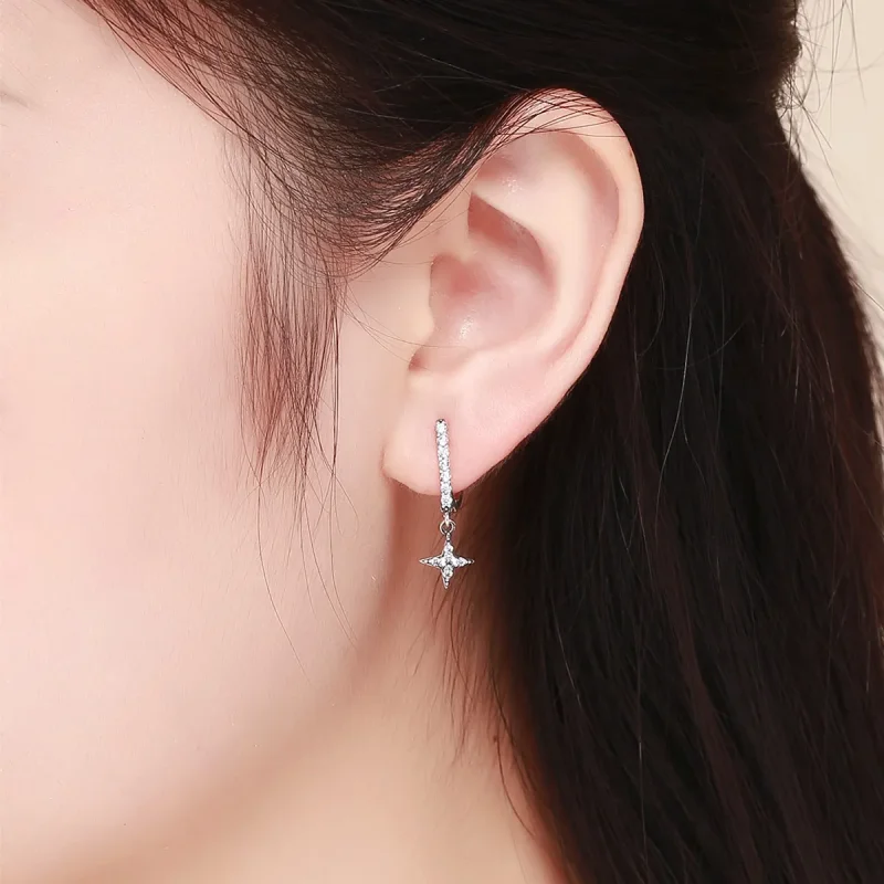 (image for) Pandora Style Silver Twinkling Night Hanging Earrings - SCE446 - View 5