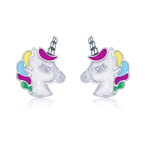 (image for) Pandora Style Silver Unicorn Memory Stud Earrings - SCE393