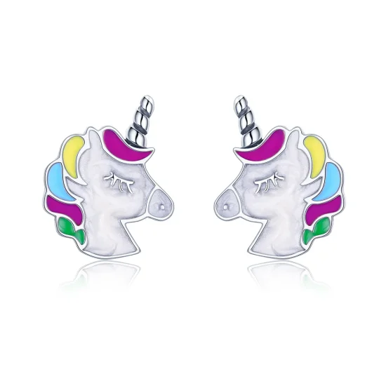 (image for) Pandora Style Silver Unicorn Memory Stud Earrings - SCE393