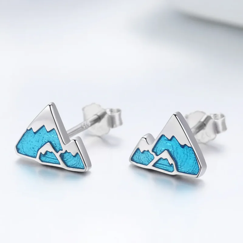 (image for) Pandora Style Silver Unique Iceberg Stud Earrings - SCE475 - View 2