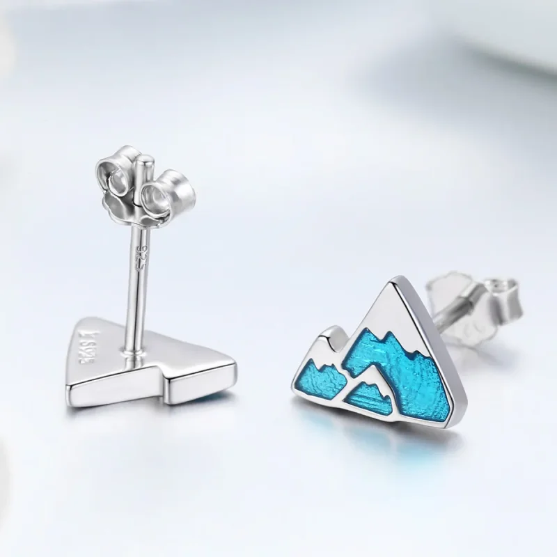 (image for) Pandora Style Silver Unique Iceberg Stud Earrings - SCE475 - View 3