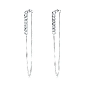 (image for) Pandora Style Silver Vintage Chain Dangle Earrings - SCE1011