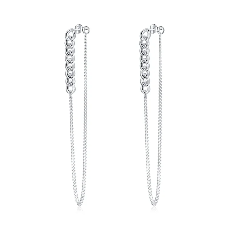(image for) Pandora Style Silver Vintage Chain Dangle Earrings - SCE1011