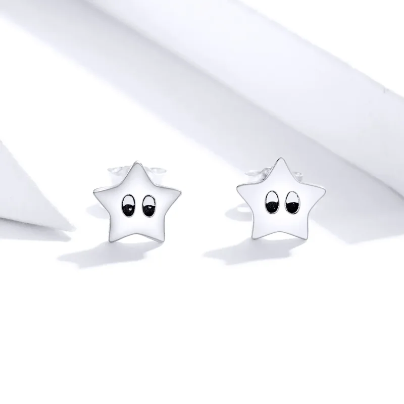 (image for) Pandora Style Silver Vintage Stars Stud Earrings - SCE796 - View 4