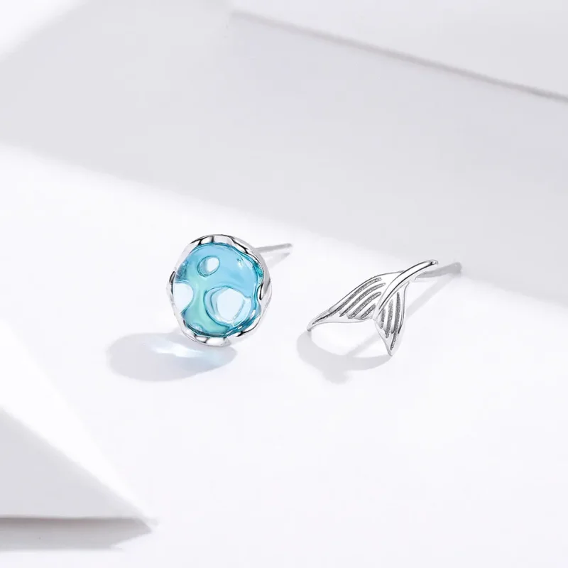 (image for) Pandora Style Silver Waiting Mermaid Stud Earrings - SCE630 - View 2