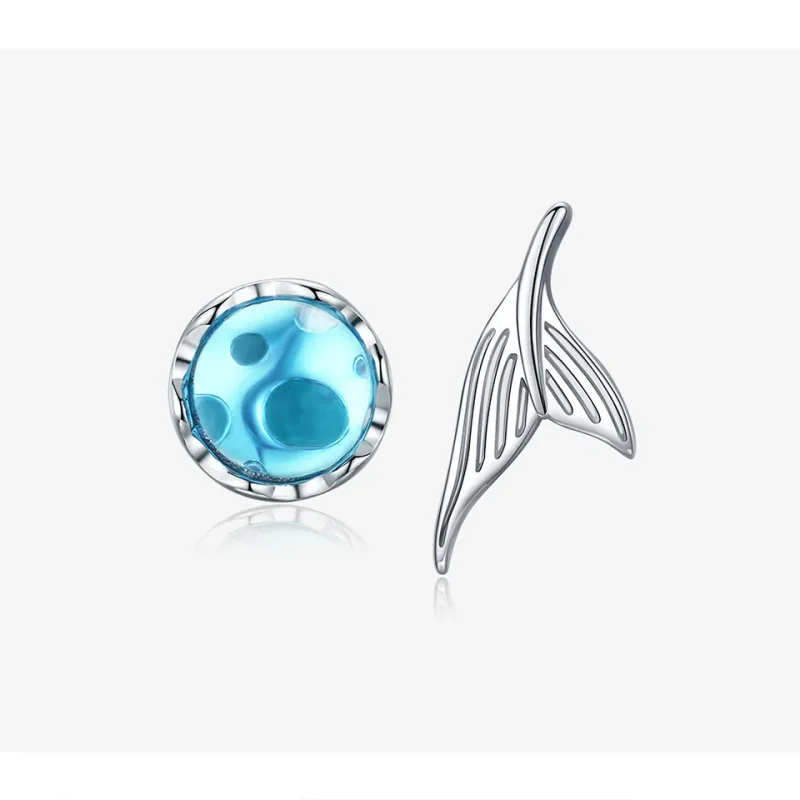 (image for) Pandora Style Silver Waiting Mermaid Stud Earrings - SCE630 - View 3