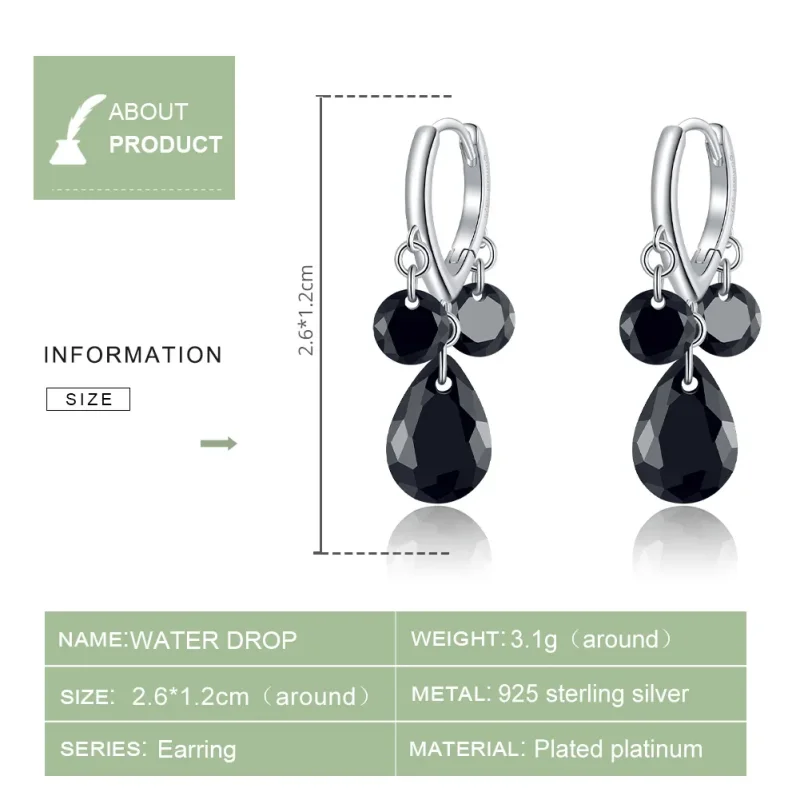 (image for) Pandora Style Silver Water Drop Dangle Earrings - BSE401 - View 3