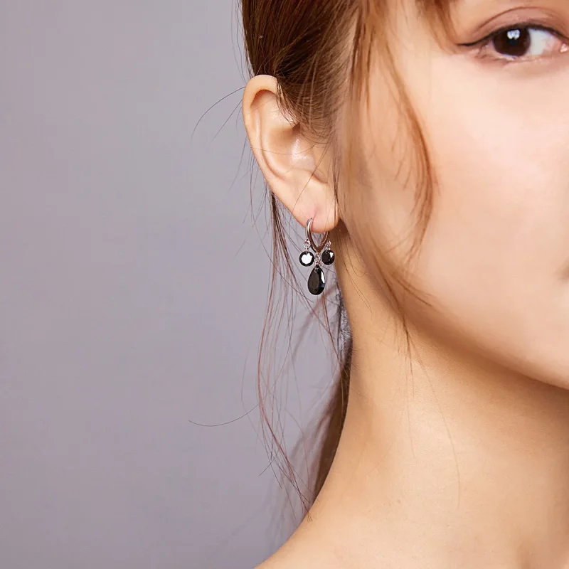 (image for) Pandora Style Silver Water Drop Dangle Earrings - BSE401 - View 9