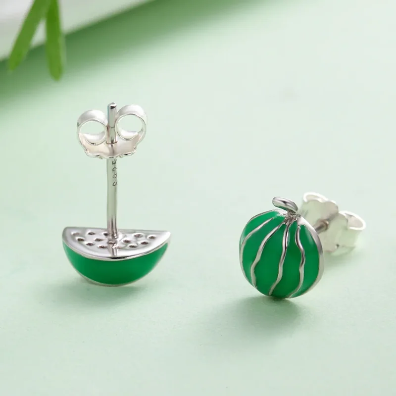 (image for) Pandora Style Silver Watermelon Love Stud Earrings - SCE105 - View 4
