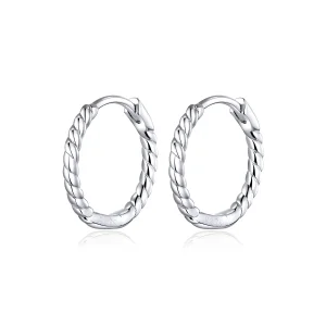 (image for) Pandora Style Silver Weaving geometry Hoop Earrings - SCE841