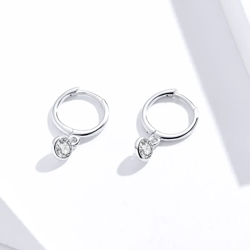(image for) Pandora Style Silver Zirconia Dangle Earrings - SCE830 - View 2