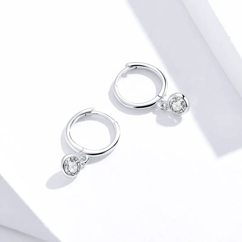 (image for) Pandora Style Silver Zirconia Dangle Earrings - SCE830 - View 3