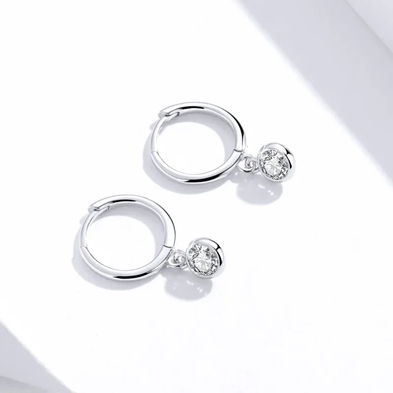 (image for) Pandora Style Silver Zirconia Dangle Earrings - SCE830 - View 4