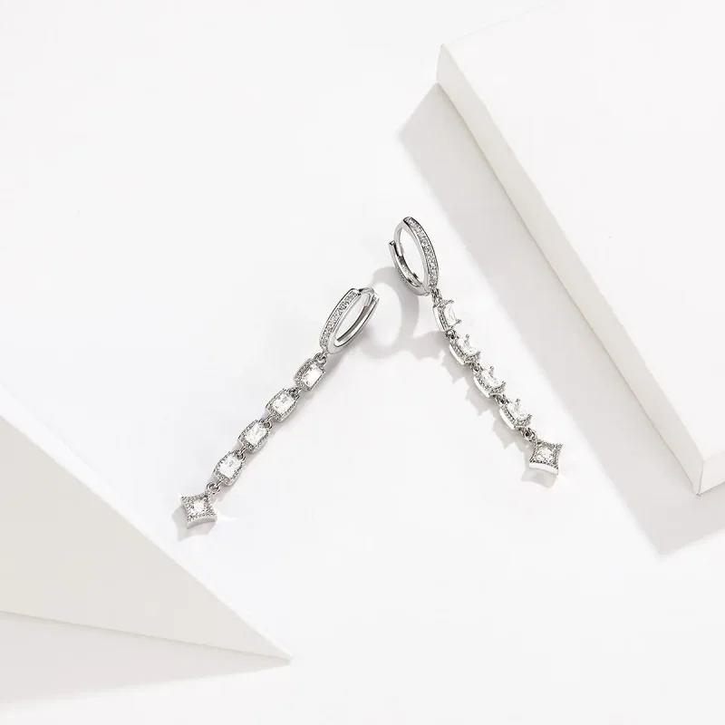 (image for) Pandora Style Silver Ziron Love Hanging Earrings - SCE583 - View 3