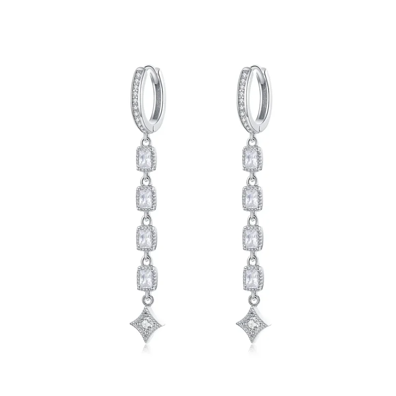 (image for) Pandora Style Silver Ziron Love Hanging Earrings - SCE583