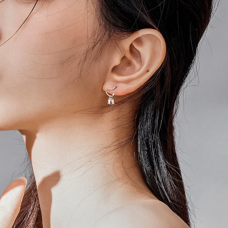 (image for) Pandora Style Three Fishes Dangle Earrings - SCE789 - View 6