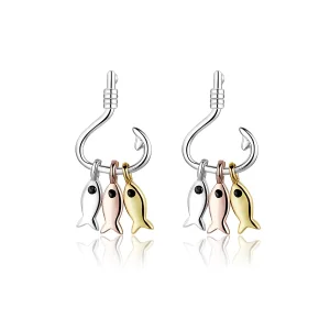 (image for) Pandora Style Three Fishes Dangle Earrings - SCE789