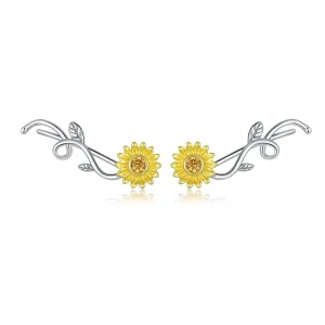 (image for) Pandora Style Two Tone Bicolor Fresh Daisy Stud Earrings - BSE394