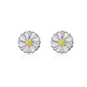 (image for) Pandora Style Two Tone Dazzling Daisy Stud Earrings - SCE774