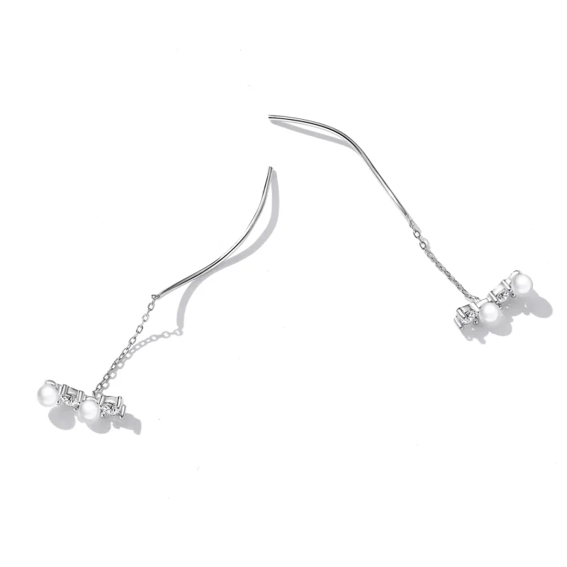 (image for) Pandora Style Bead Zircon Hanging Earrings - SCE1448 - View 3