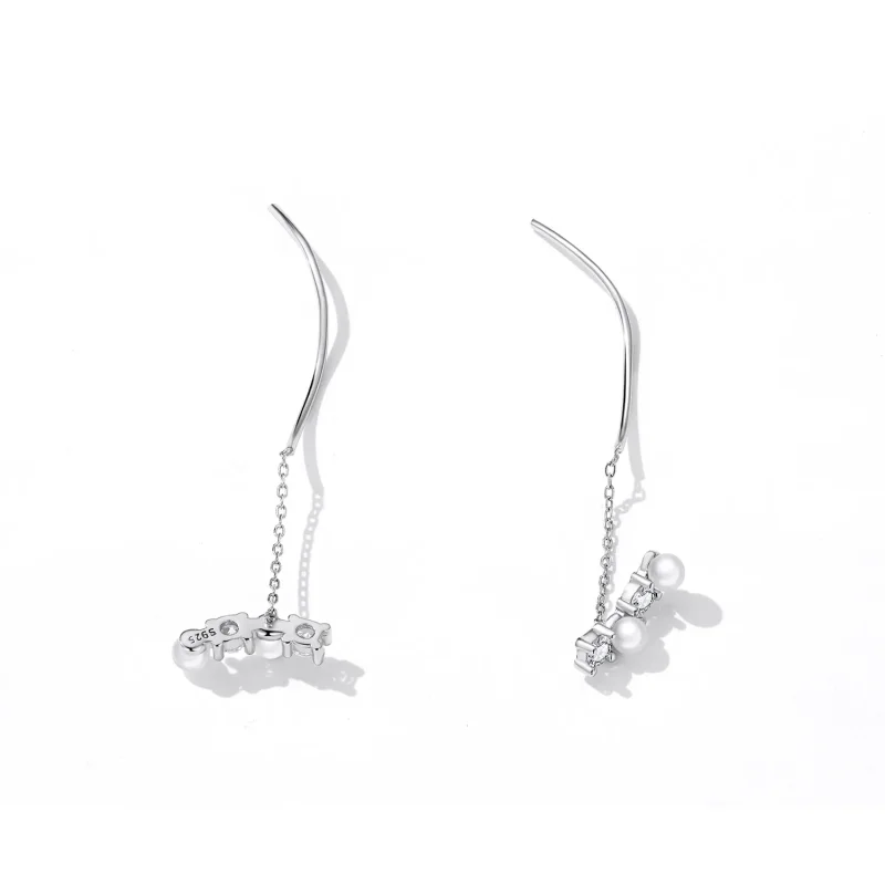 (image for) Pandora Style Bead Zircon Hanging Earrings - SCE1448 - View 4
