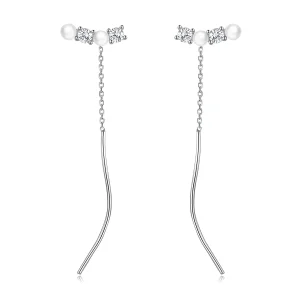(image for) Pandora Style Bead Zircon Hanging Earrings - SCE1448