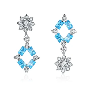 (image for) Pandora Style Blue Light Hanging Earrings - BSE200