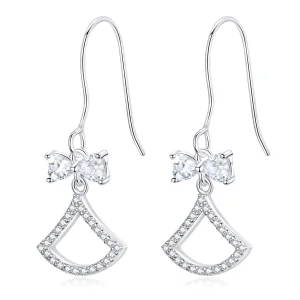 (image for) Pandora Style Bow Scalloped Hanging Earrings - BSE281