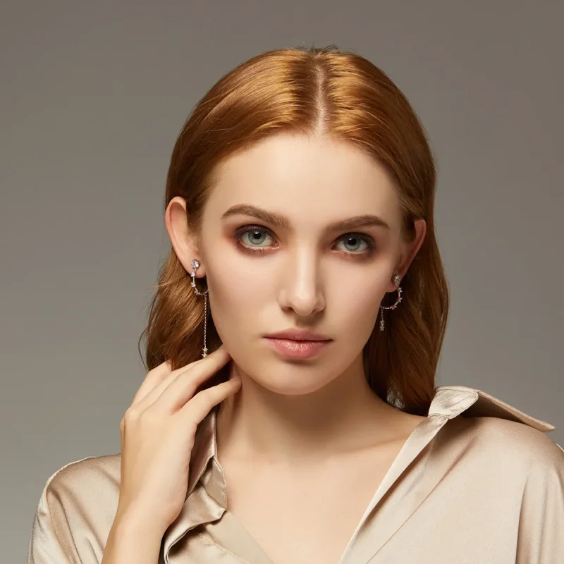 (image for) Pandora Style Bright Hanging Earrings - BSE310 - View 7